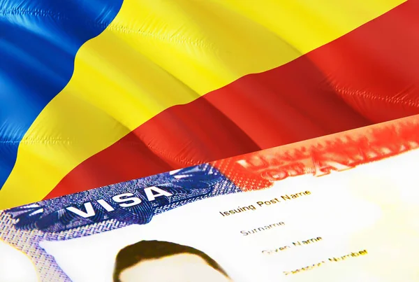 セーシェルの移民文書が閉じます セーシェルの旗のパスポートビザ パスポート 3Dレンダリングでセーシェルの訪問者ビザ パスポートにセーシェルの複数の入国ビザ アメリカ切手移民Vis — ストック写真