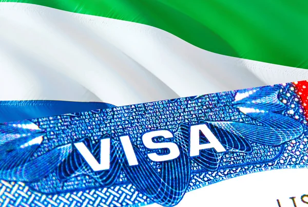 Sierra Leone Visa. Travel to Sierra Leone focusing on word VISA, 3D rendering. Sierra Leone immigrate concept with visa in passport. Sierra Leone tourism entrance in passport. Visa USA stam