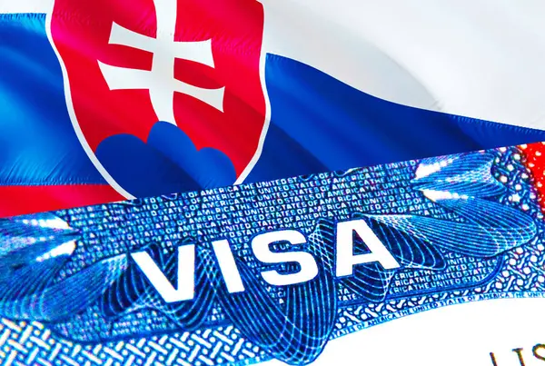 Visa Eslovaquia Viaje Eslovaquia Centrándose Palabra Visa Renderizado Eslovaquia Inmigrar — Foto de Stock