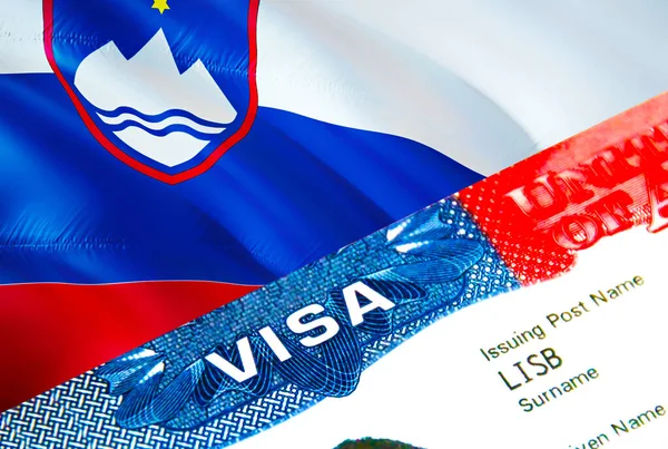 Словенія Імміграційна Віза Closeup Visa Slovenia Сфокусований Слові Visa Рендеринг — стокове фото