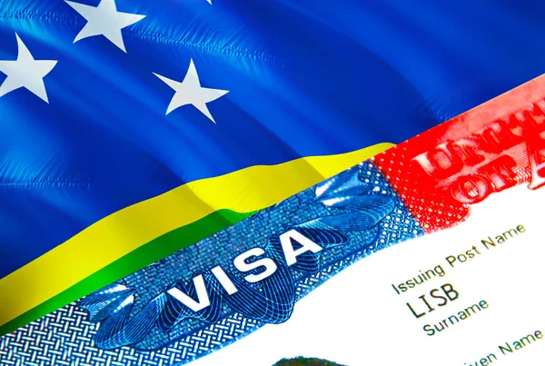Соломонові Острови Імміграційна Віза Closeup Visa Solomon Islands Сфокусований Слові — стокове фото