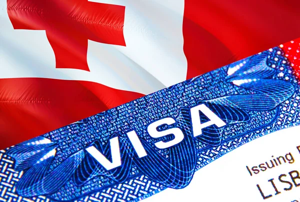 Tonga Visa Паспорті Сша Імміграція Visa Громадян Тонга Фокусується Слові — стокове фото