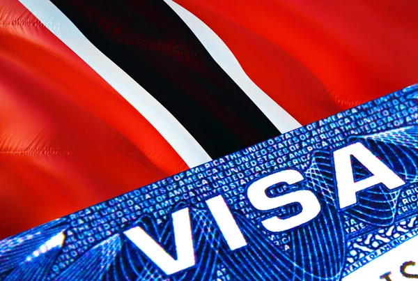 Документ Про Візу Тринідаду Тобаго Закрито Паспортна Віза Прапорі Тринідаду — стокове фото