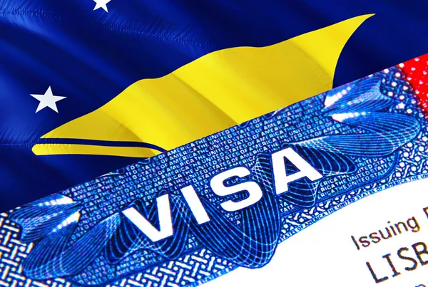 Pasaportunda Tokelau Visa Var Visa Kelimesine Odaklanan Tokelau Vatandaşları Için — Stok fotoğraf