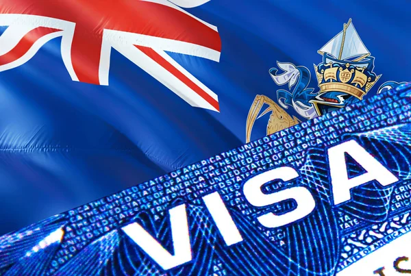 Tristan Cunha Visum Dokument Närbild Pass Visum Tristan Cunhas Flagga — Stockfoto
