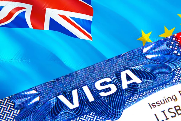 Тувалу Віза Марка Паспорті Текстом Visa Паспорт Відправляється Кордон Концепції — стокове фото