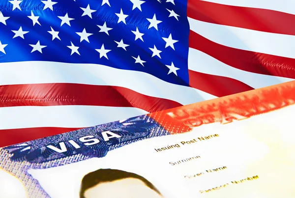 Иммиграционный Документ Сша Закрыт Паспортная Виза Флаг Сша Виза Посетителей — стоковое фото