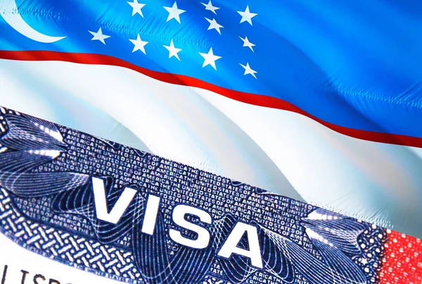 우즈베키스탄의 우즈베키스탄 국기가 우즈베키스탄 Visa 렌더링 우즈베키스탄 — 스톡 사진