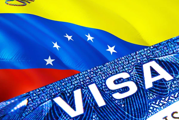 Venezuela Visa Document Close Passport Visa Venezuela Flag Venezuela Visitor — Stock Photo, Image