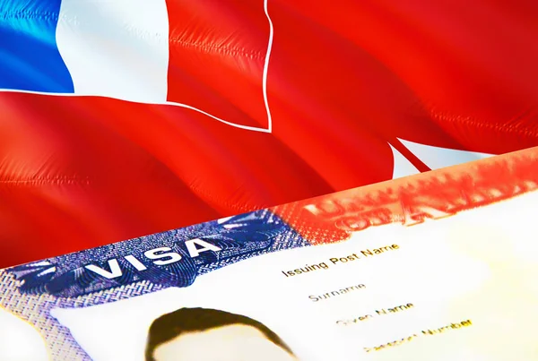 ワリスとフツナの入国管理局が閉鎖された ワリスとフツナの旗のパスポートビザ パスポートのワリスとフツナビジタービザ 3Dレンダリング パスポートでのワリスとフツナのマルチエントランスビザ — ストック写真