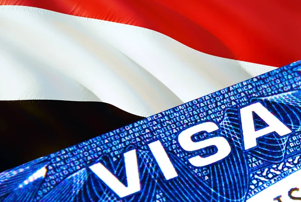 Єменський Візовий Документ Закривається Паспортна Віза Прапорі Ємену Ємен Відвідувач — стокове фото