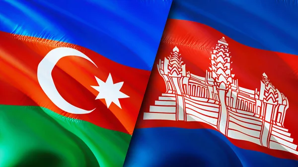 Banderas Azerbaiyán Camboya Diseño Banderas Waving Azerbaiyán Camboya Bandera Foto — Foto de Stock