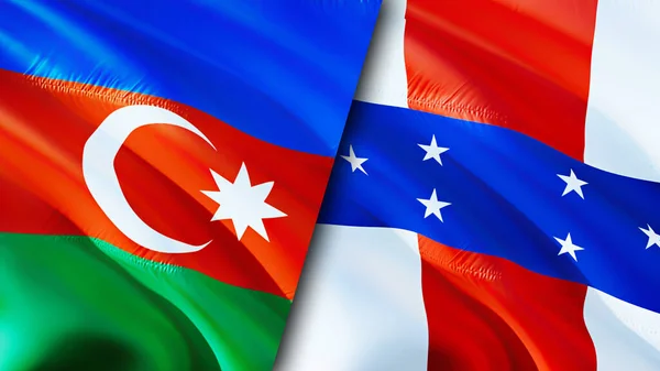 Banderas Azerbaiyán Las Antillas Holandesas Diseño Banderas Waving Azerbaiyán Antillas — Foto de Stock