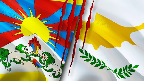 Tibet and Cyprus flags. 3D Waving flag design. Tibet Cyprus flag, picture, wallpaper. Tibet vs Cyprus image,3D rendering. Tibet Cyprus relations alliance and Trade,travel,tourism concep