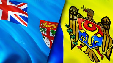 Fiji ve Moldova bayrakları. 3 boyutlu dalgalanan bayrak tasarımı. Fiji Moldova bayrağı, resim, duvar kağıdı. Fiji Moldova 'ya karşı, görüntü 3 boyutlu. Fiji Moldova ilişkileri ittifak ve ticaret, seyahat, turizm konsepti