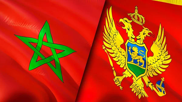 Bandeiras Marrocos Montenegro Acenando Design Bandeira Marrocos Montenegro Bandeira Foto — Fotografia de Stock
