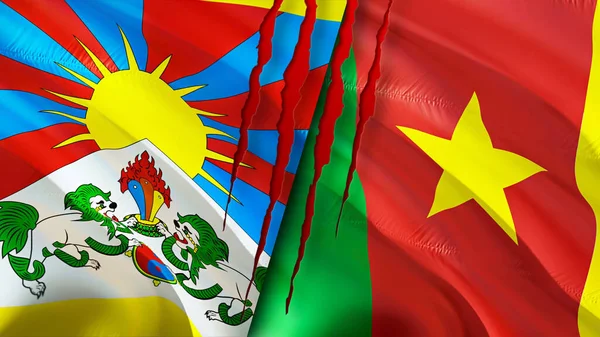 Bandeiras Tibete Dos Camarões Acenando Design Bandeira Bandeira Tibete Camarões — Fotografia de Stock