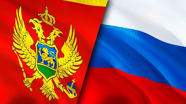 Flaggen Montenegros Und Russlands Fahnenschwenken Montenegro Russland Flagge Bild Tapete — Stockfoto