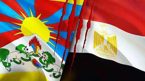 Bandeiras Tibete Egipto Acenando Design Bandeira Tibete Egito Bandeira Imagem — Fotografia de Stock
