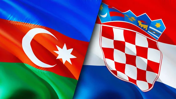 Azerbaijan and Croatia flags. 3D Waving flag design. Azerbaijan Croatia flag, picture, wallpaper. Azerbaijan vs Croatia image,3D rendering. Azerbaijan Croatia relations alliance an