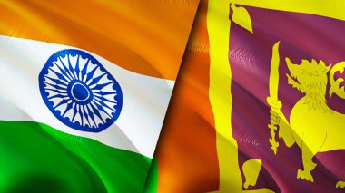 Hindistan ve Sri Lanka bayrakları. 3 boyutlu dalgalanan bayrak tasarımı. Hindistan Sri Lanka bayrağı, resim, duvar kağıdı. Hindistan, Sri Lanka 'ya karşı, görüntü 3D. Hindistan Sri Lanka ilişkileri ittifak ve ticaret, seyahat, turizm konsepti