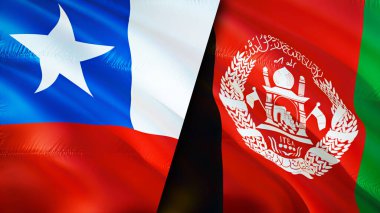 Chile and Afghanistan flags. 3D Waving flag design. Chile Afghanistan flag, picture, wallpaper. Chile vs Afghanistan image,3D rendering. Chile Afghanistan relations alliance and Trade,travel,touris