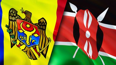 Moldova ve Kenya bayrakları. 3 boyutlu dalgalanan bayrak tasarımı. Moldova Kenya bayrağı, resim, duvar kağıdı. Moldova Kenya 'ya karşı, görüntü 3 boyutlu. Moldova Kenya ilişkileri ittifak ve ticaret, seyahat, turizm konsepti