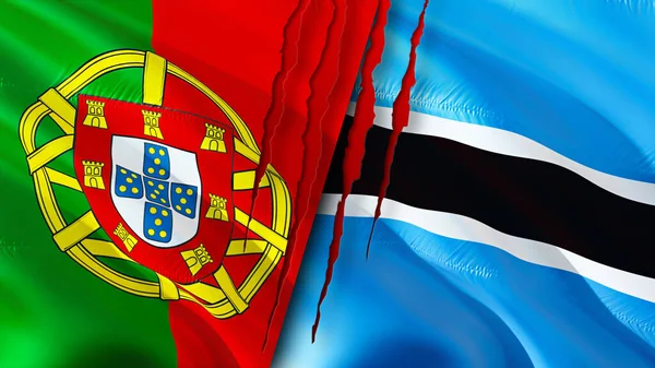 Σημαίες Της Πορτογαλίας Και Της Μποτσουάνα Ουλή Έννοια Κυματιστή Σημαία — Φωτογραφία Αρχείου