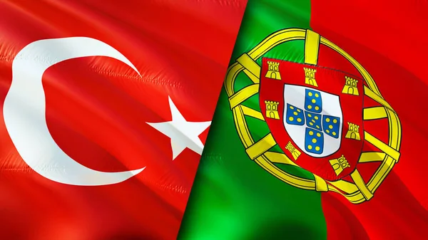 Флаги Турции Португалии Wawing Дизайн Флага Флаг Турции Португалия Фото — стоковое фото