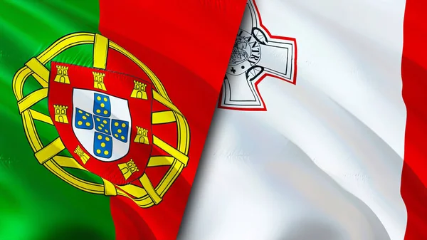 Portugal Malta Flags Waving Flag Design Portugal Malta Flag Picture — Stock Photo, Image