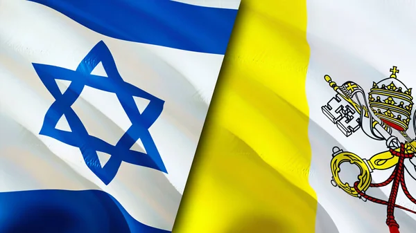 이스라엘과 바티칸의 국기입니다 웨이브 디자인 이스라엘 이스라엘 바티칸 이미지 렌더링 — 스톡 사진