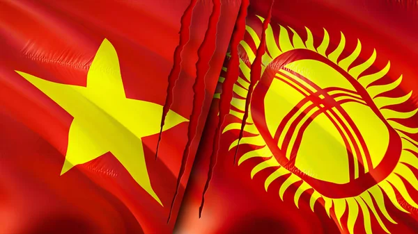 Vietnam Kirgizië Vlaggen Waving Vlag Ontwerp Vietnam Kirgizië Vlag Foto — Stockfoto