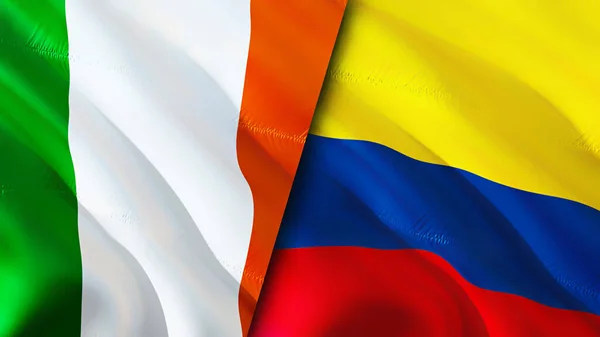 아일랜드와 콜롬비아의 웨이브 디자인 아일랜드 콜롬비아 아일랜드 콜롬비아 이미지 렌더링 — 스톡 사진