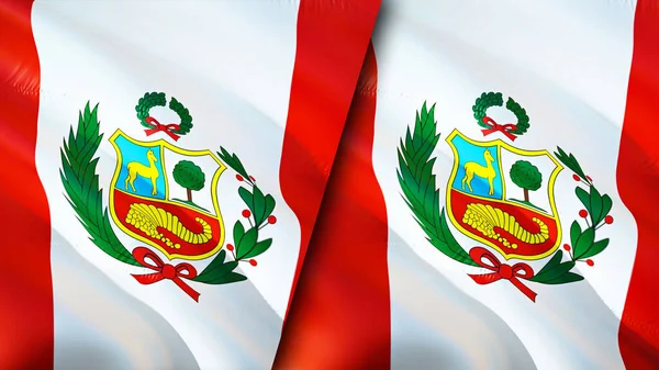 Bandiere Perù Perù Progettazione Bandiera Sventolante Perù Perù Bandiera Immagine — Foto Stock