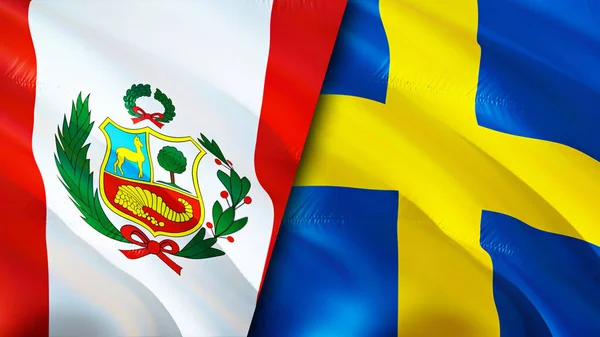 Flagi Peru Szwecji Projektowanie Flagi Peru Szwecja Flaga Obraz Tapeta — Zdjęcie stockowe
