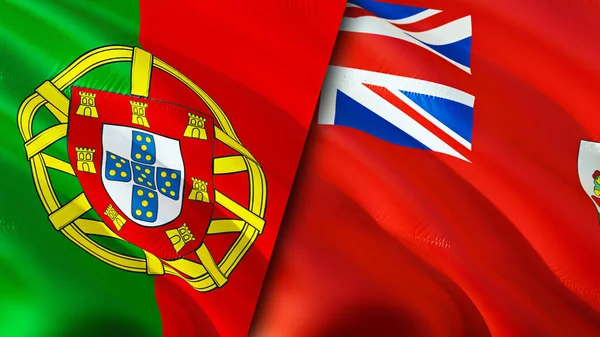 Bandiere Del Portogallo Delle Bermuda Progettazione Bandiera Sventolante Portogallo Bandiera — Foto Stock