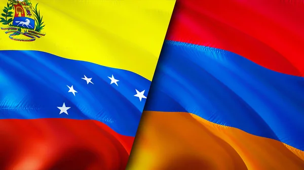 Venezuela Och Armenien Flaggar Viftande Flagga Design Venezuela Armenien Flagga — Stockfoto