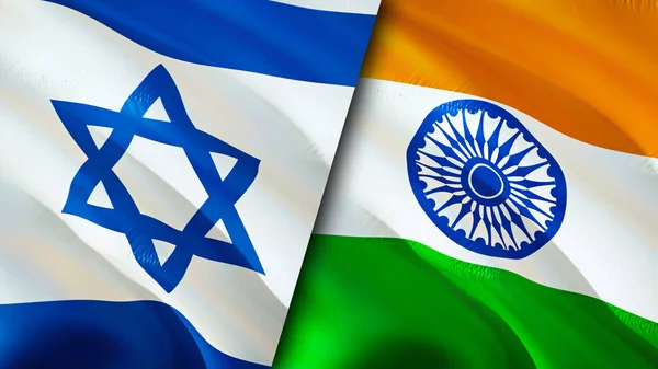 Israël India Vlaggen Waving Vlag Ontwerp Israël India Vlag Foto — Stockfoto