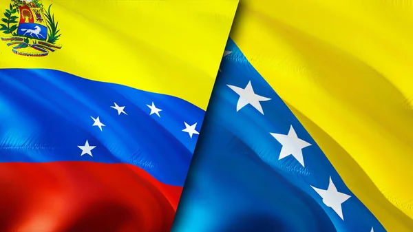 Venezuelas Och Bosnien Och Hercegovinas Flagg Viftande Flagga Design Venezuela — Stockfoto