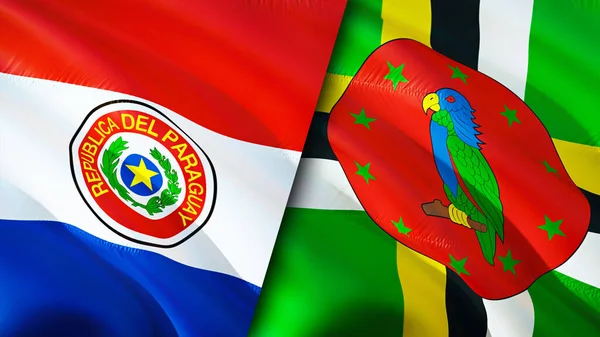 Paraguay Dominica Flags Waving Flag Design Paraguay Dominica Flag Picture — Stock Photo, Image