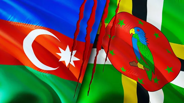 Azerbaiyán Dominica Banderas Con Concepto Cicatriz Bandera Ondeante Representación Azerbaiyán — Foto de Stock