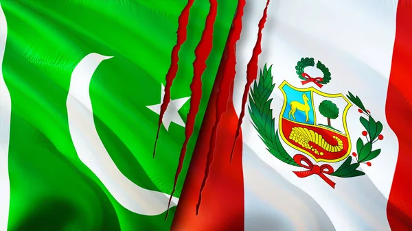 Pakisztán Peru Megjelöli Heg Fogalmát Lengő Zászló Renderelés Pakisztán Peru — Stock Fotó
