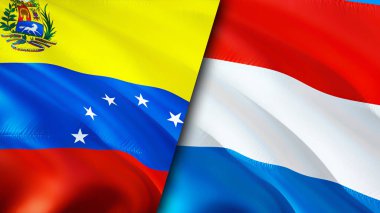Venezuela ve Lüksemburg bayrakları. 3 boyutlu dalgalanan bayrak tasarımı. Venezuela Lüksemburg bayrağı, resim, duvar kağıdı. Venezuela, Lüksemburg 'a karşı, 3 boyutlu görüntü. Venezuela Lüksemburg ilişkileri ittifakı