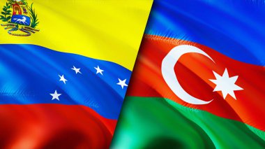 Venezuela ve Azerbaycan bayrakları. 3 boyutlu dalgalanan bayrak tasarımı. Venezuela Azerbaycan bayrağı, resim, duvar kağıdı. Venezuela, Azerbaycan 'a karşı, görüntü 3 boyutlu. Venezuela Azerbaycan ilişkileri ittifakı