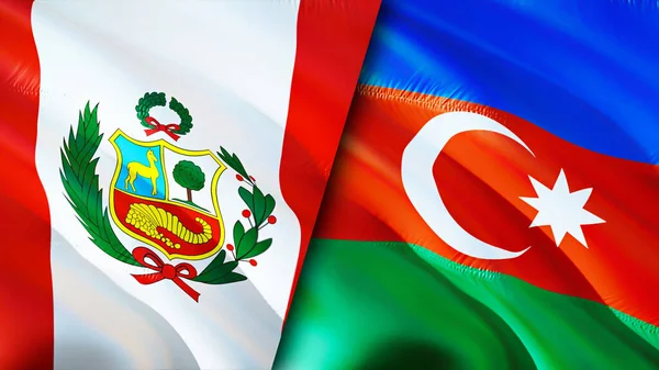 Peru and Azerbaijan flags. 3D Waving flag design. Peru Azerbaijan flag, picture, wallpaper. Peru vs Azerbaijan image,3D rendering. Peru Azerbaijan relations alliance and Trade,travel,tourism concep