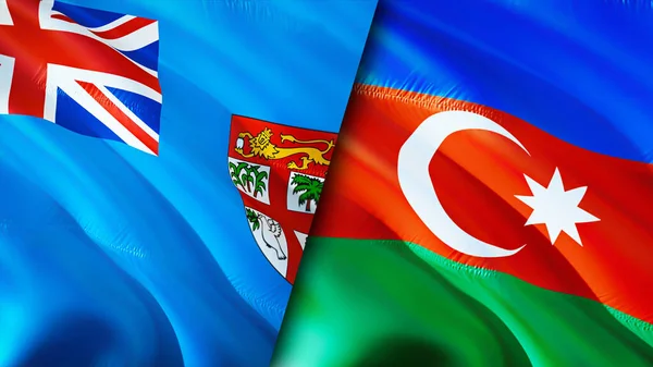 Fiji and Azerbaijan flags. 3D Waving flag design. Fiji Azerbaijan flag, picture, wallpaper. Fiji vs Azerbaijan image,3D rendering. Fiji Azerbaijan relations alliance and Trade,travel,tourism concep