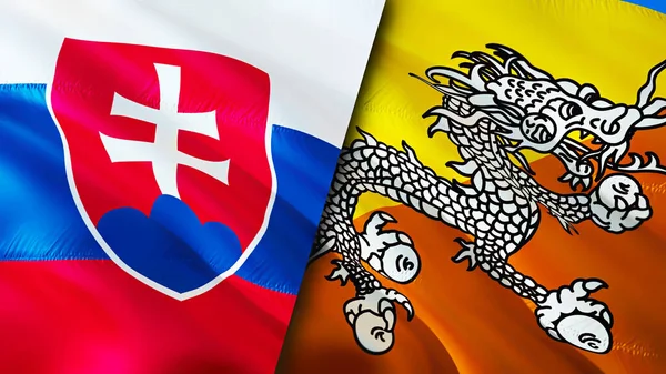 Slovensko Bhútánské Vlajky Návrh Vlnění Vlajky Slovensko Bhútánská Vlajka Fotografie — Stock fotografie