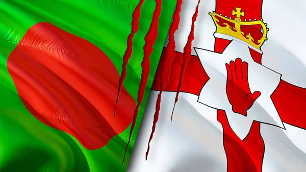 Banglades Észak Írország Zászlók Heg Koncepció Lengő Zászló Renderelés Banglades — Stock Fotó