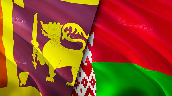 Sri Lanka and Belarus flags. 3D Waving flag design. Sri Lanka Belarus flag, picture, wallpaper. Sri Lanka vs Belarus image,3D rendering. Sri Lanka Belarus relations alliance and Trade,travel,touris