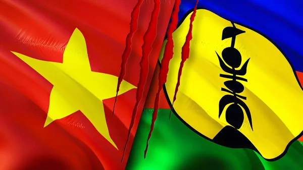 Vietnam Vlajky Nové Kaledonie Návrh Vlnění Vlajky Vietnam Nová Kaledonie — Stock fotografie